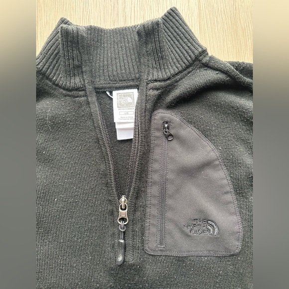 The North Face Wool Blend 1/4 Zip Sweater Men’s L Black Mock Neck - Picture 2 of 13